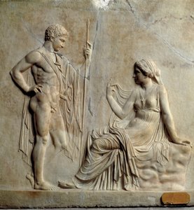 Neo-attische Kunst: Relief, das den Mythos von Telephos darstellt. 1. Jahrhundert v. Chr. Aus Ercolano (Herculaneum) von Roman