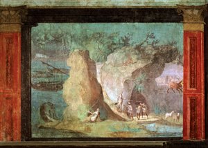 RÖMISCHE KUNST: Szene aus der Odyssee. Odysseus im Palast der Circe, 50-40 v. Chr.