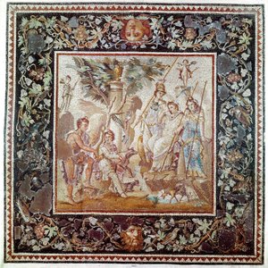 Römische Kunst: „Das Urteil des Paris“ Mosaik aus dem Haus des Atriums, Antiochia, Türkei. 115-150 n. Chr. Paris, Louvre-Museum