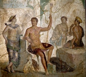 Römische Kunst: „Meleager und Atalanta“ Römisches Fresko aus dem 1. Jahrhundert n. Chr. aus Pompeji. Neapel, Nationales Archäologisches Museum - Römische Kunst: Meleager und Atalanta. Römisches Fresko aus dem 1. Jahrhundert n. Chr. aus Pompeji. Nationales  von Roman