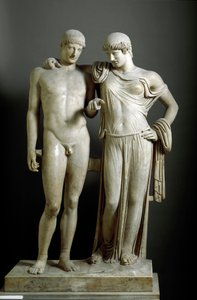 Römische Kunst: „Orestes und Elektra“ (Marmorskulptur aus Pozzuoli, 1. Jahrhundert n. Chr.) von Roman