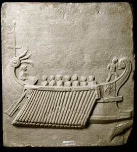 Römische Kunst: Römische Trireme - Fragment eines Marmorfrieses aus Pozzuoli von Roman