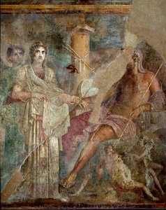 Römische Kunst: Die Hochzeit von Zeus und Hera auf dem Berg Ida. Römisches Fresko aus dem Haus des tragischen Dichters in Pompeji. 1. Jahrhundert n. Chr. Neapel, Museo Archeologico Nazionale von Roman