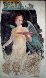 Römische Kunst: Fresko des geflügelten Genies aus Pompeji - Ende des 1. Jahrhunderts v. Chr. von Roman