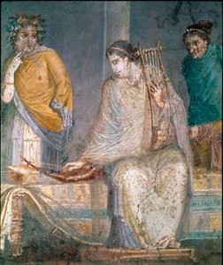 Römische Kunst: ein Kitharist. Fresko von der Stätte Castellammare di Stabia bei Neapel. 1. Jahrhundert n. Chr. von Roman