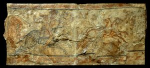 Römische Kunst: Wandgemälde eines Bogenschützen, der die Primel jagt. Aus der Stätte von Doura Europos in Syrien (27 v. Chr.-476 n. Chr.)