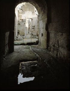 Römische Kunst: Ansicht der unterirdischen Gänge des Kolosseums in Rom, Italien von Roman
