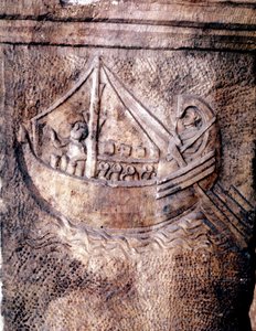 Römisches Transportschiff. Flachrelief aus dem 2. Jahrhundert n. Chr. Römisches Nationalmuseum von Roman
