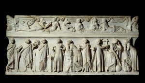 Sarkophag der Musen: Darstellung der Musen, Göttinnen der Künste und Briefe von Roman