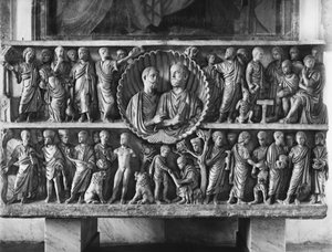 Sarkophag, bekannt als der der zwei Brüder, darstellend Szenen des Alten und Neuen Testaments, Mitte des 4. Jahrhunderts