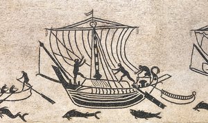 Schiff nähert sich einem Hafen (Detail)