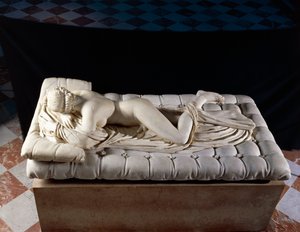Schlafender Hermaphrodit, Kopie nach einem Original aus dem 2. Jahrhundert v. Chr., aus den Diokletiansthermen, Rom (Marmor) von Roman