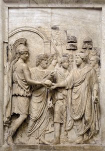 Feierlicher Einzug des Kaisers Hadrian in Rom, 2. Jahrhundert (Marmorrelief)