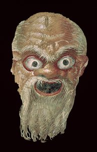 Theatermaske, Ostwand, Oecus 5, 60-50 v. Chr. (Detail) von Roman