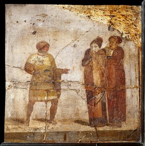 Theaterszene. Fresko aus dem Pompeji-Gelände von Roman