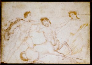 Theseus und der Zentaur (Zeichnung auf Marmor)