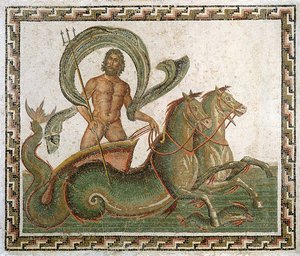 Triumph des Neptun, Mosaikboden aus dem Haus von Wadi Blibane, Sousse (altes Hadrumetum) von Roman