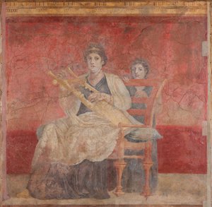 Sitzende Frau, die eine Kithara spielt, ca. 50-40 v. Chr. von Roman Republican Period