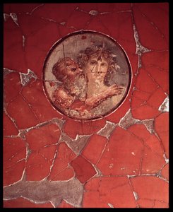 Bacchus mit einem Satyr. Wandmosaik aus der Casa del Bicentenario