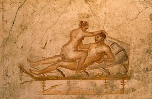 Erotisches Fresko aus dem Cubiculum des Hauses der Vettii, Pompeji (UNESCO-Welterbeliste) von Roman Roman