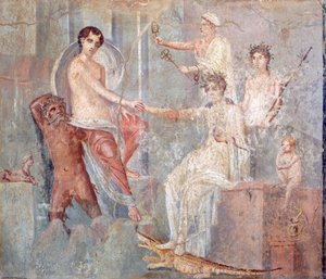 Fresko, das die Ankunft von Io in Ägypten darstellt, Pompeji, Kampanien, römische Zivilisation von Roman Roman