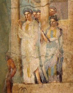 Fresko darstellend Iphigenie in Tauris, Detail (Mägde), aus dem Haus des L. Caecilius Giocondus in Pompeji, Italien von Roman Roman