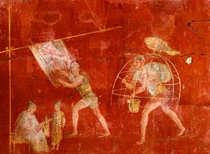 Fresko, das Wäscher darstellt, aus Pompeji (UNESCO-Welterbeliste) von Roman Roman