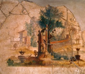 Fresko, das eine Landschaft darstellt, aus der Villa von Agrippa Postumus, Pompeji (UNESCO-Welterbeliste) von Roman Roman