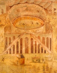 Fresko, das einen Streit zwischen Pompejanern und Nocerini im Amphitheater darstellt, aus Pompeji, Kampanien, Römische Zivilisation von Roman Roman