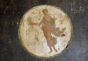 Fresko mit Medaillon, rechter Flügel im Haus der Vettii, Pompeji (UNESCO-Welterbeliste)