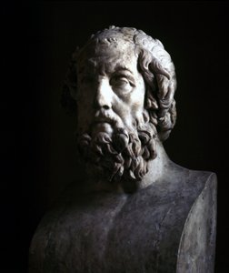 Imaginäres Porträt des blinden Homer. Reproduktion der hellenistischen Zeit einer Büste aus dem 2. Jahrhundert v. Chr. Musée du Louvre Paris von Roman Roman