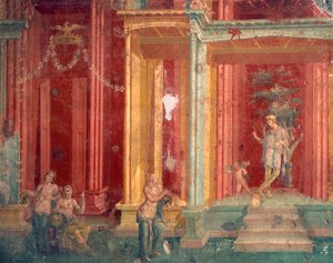 Italien, Provinz Neapel, Region Kampanien, Pompeji, Haus des Loreio Tiburtino, Fresko von Roman Roman