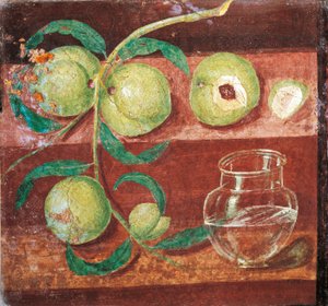 Stillleben mit Pfirsichzweig, Fresko aus Pompeji von Roman Roman