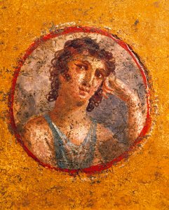 Medallion mit Jungenporträt, Fresko, aus dem Haus der goldenen Amorini in Pompeji von Roman Roman