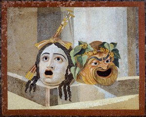 Mosaik mit Theatralischen Masken, aus der Villa Adriana, Latium von Roman Roman
