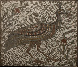 Mosaik mit einem Pfau und Blumen, 3.-4. Jahrhundert (Mosaik) von Roman Roman