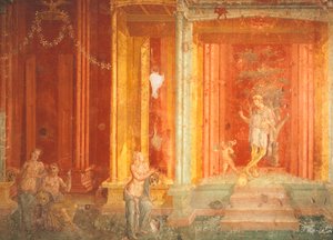 Wandmalerei, die Iphigenie in Tauris darstellt, Haus des Pinarius Cerialis, Pompeji, Kampanien, Italien von Roman Roman