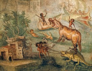 Nilotische Landschaft mit Pygmäen, aus dem Haus des Arztes, Pompeji