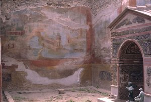 Pompeji, Casa de Diana und Amphitrite-Brunnen und Wandmalerei, Italien von Roman Roman