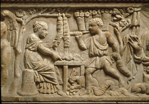 Darstellung eines Kronenherstellers (Relief) von Roman Roman