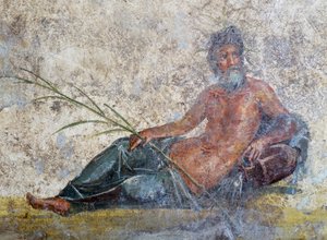 Flussgott, Fresko aus Pompeji, Kampanien, Italien, Römische Zivilisation von Roman Roman