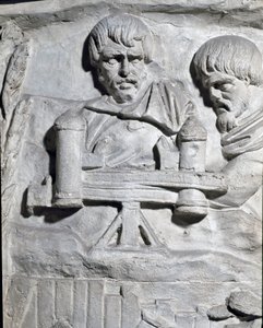 Römische Kunst: Römische Soldaten in der Nähe einer Katapult während des ersten Dakerkrieges. Abguss von 1862, der die Reliefs der Trajanssäule in Rom reproduziert