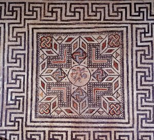 Römische Kunst: Mosaik mit geometrischen Figuren, Nimes, Archäologisches Museum