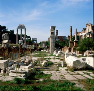 Römische Kunst: Blick auf das Forum (foro romano). Rom