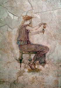Römische Kunst: Frau gießt Parfüm in eine Vase von Roman Roman
