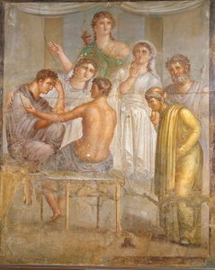 Römische Zivilisation. Admetus und Alcestis, Fresko aus der Basilika von Ercolano
