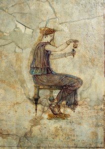 Römische Zivilisation, Fresko, das ein Mädchen darstellt, das Parfüm gießt, aus Pompeji