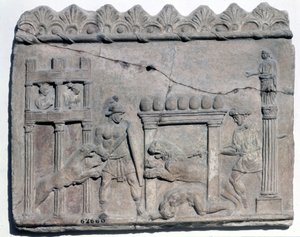 Venatio in den Arenen. Relief aus dem römischen Epot. Museo Nazionale Romano von Roman Roman