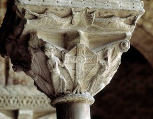 Kapital, das das glorreiche Kreuz darstellt von Romanesque