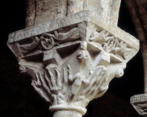 Kapitel, das die drei Juden im Feuerofen darstellt (Skulptur) von Romanesque